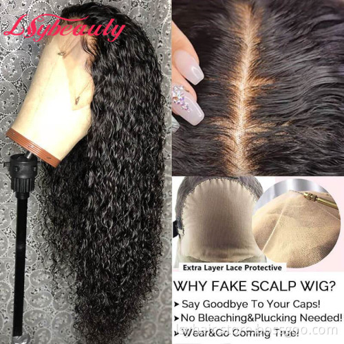 New Method Premade Fake Scalp Human Hair Lace Front Wigs Pre plucked Brazilian Deep Curly Amazon Wigs Glueless Lace Wigs